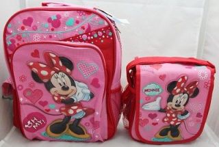 Licensed Minnie Mouse PINK 16 Large Backpack + Lunch Bag SET   Sugar