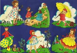 Retro Vintage Traditional Nursery Rhyme Fairy Tales 1940 / 1950 Decals 
