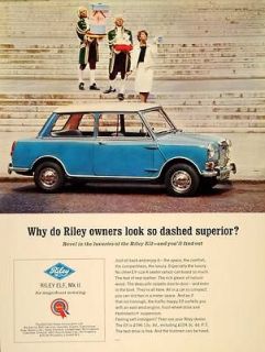 1966 Ad Riley Elf Mk II Blue Saloon BMC Car Automobile   ORIGINAL 