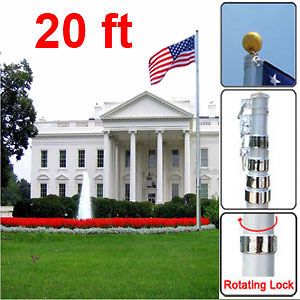 Newly listed 20  New US Flag Pole Set American Aluminum Telescoping 