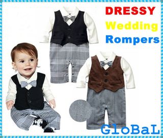 baby boy wedding tuxedo suit bowtie romper onesie bodysuit outfit