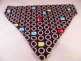   Dog Puppy Bandana Collar Slide Style Black PacMan Pac Man Retro Fabric