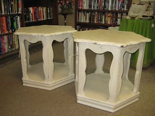 Hand Painted Vntg. Shabby/Cottage Chic Wood Side Table/A/Bucks Cty 