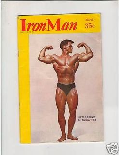 Vintage IronMan Bodybuilding muscle magazine Pierre Brunet Mr Canada 