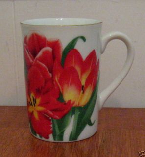 otagiri porcelain cup w red tulips excll 
