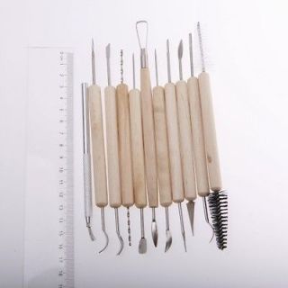 11Pcs/Set Pottery Art Clay Sculpting Wood Handle Carving Modeling hand 