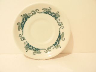   China Restaurant Ware Teal Blue Green Deco Saucer c. 40’s 50’s