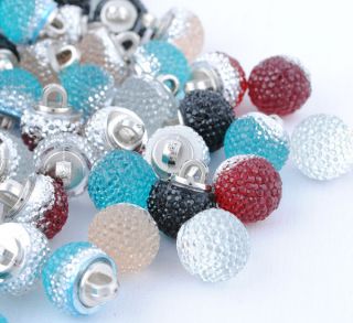 40pcs New 12mm Fancy Plastic Ball button sewing craft appliques Lots 