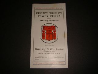 Vintage Rumsey Triplex Power Pumps For Boiler Feeding Brochure