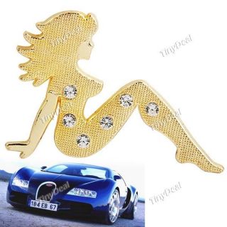 3D Pretty Girl Sticker Emblem Badges with Rhinestones for Car Vehicle 