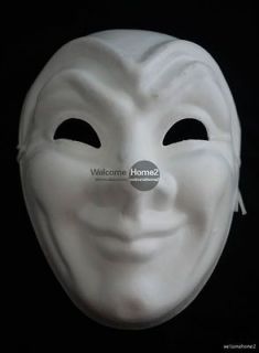 blank white paper mache smiley facial full face mask