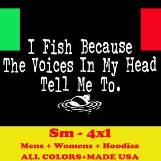 FISH VOICES funny fishing humor line pole reel set lure boat l mens t 