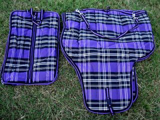 1200D INSULATED WESTERN HORSE SADDLE BRIDLE CARRIER BAG PURPLE PLAID 2 