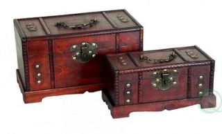 antique wooden trunk old treasure chest set of 2 time