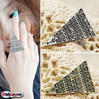   Vintage Punk Rock Gothic Magic Love Triangle Pyramid Adjustable Ring
