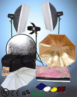 540W Photography 3 Strobe Flash Lighting Kit Softbox Backdrop Photo 
