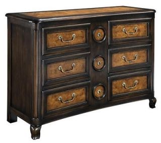 NEW SOLID ACACIA WOOD 6 DRAWER CHEST, MAPPA BURL, BLACKENED STAIN 