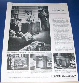 1945 Stomberg Carlson Radio Phonograph Ad ~ console & table top ~ 4 