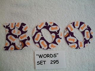 BOO   SET 295   PURPLE  DIE CUT IRON ON APPLIQUES   3 INCH LETTERS