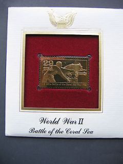 WWII Battle of the Coral Sea 1st First Day Issue Gold Stamp FDI FDC 