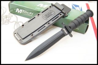 MTech SPECIAL force hunting double edge NECK KNIFE Sheath Dog Tag 
