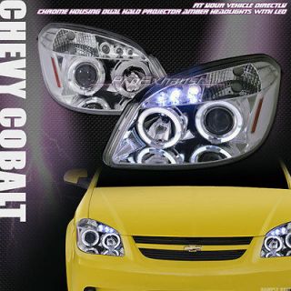 CHROME DRL LED HALO RIMS PROJECTOR HEAD LIGHTS LAMP SIGNAL 05 10 CHEVY 