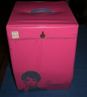 Vtg Mod 1960s Wig Case Hatbox Pink Vinyl Carousel Hippie Original 