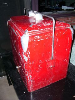   MODERN PROGRESS MANUFACTURING COCA COLA RED COOLER METAL DRINK BOX