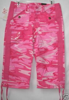 pink camo camouflage ladies capri pants choose size
