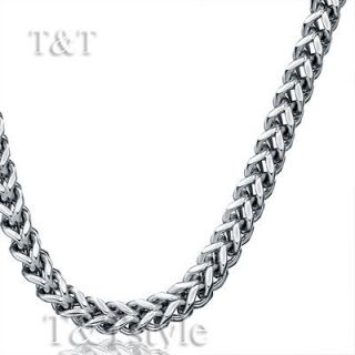 High Quality T&T 5mm Stainless Steel SQUARE WHEAT Chain Necklace (C12)