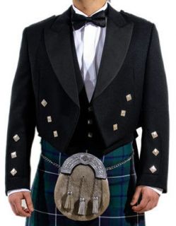 prince charlie kilt jacket black 3 button waistcoat new