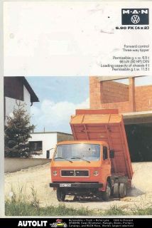 1980 MAN Volkswagen 6.90 FK 4X2 4 Ton Diesel Dump Truck Brochure