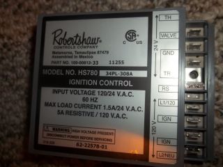 Ignition Control Module   HSI 62 22578 01 Robertshaw HS780 34 PL308 