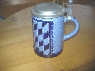 bavarian design beer stein with pewter lid zinn germany from