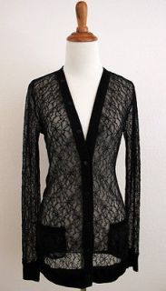 NEW Rodarte for Target Black Floral Mesh Lace Cardigan Sweater, Size 