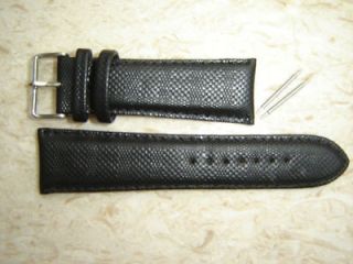 24mm Genuine Leather Black Lizard Pattern Watch Strap / Band +Free 
