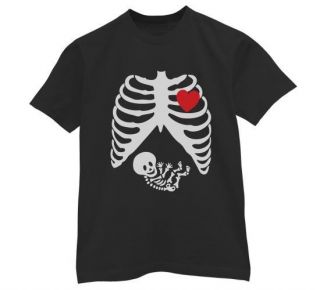 pregnant skeleton t shirt baby funny gothic maternity halloween girl x 