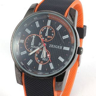   and Orange Mens Analog Quartz Sport Military Watch Silicon/Rubber Band