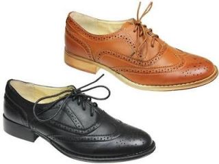   FLAT BROGUE SMART SCHOOL OFFICE CASUAL FORMAL LACE UP SHOES SIZES 3 8