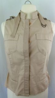 parizia cotton khaki military style vest size 8