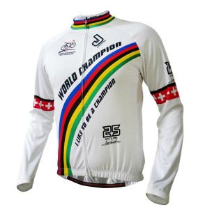 Jakroo Cycling Fleece Thermal Long Jersey World Champion White