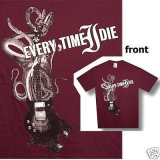 EVERY TIME I DIE GUITAR AND SNAKES COVER ART RED T SHIRT XL NEW
