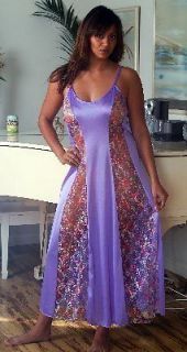 PURPLE Sexy Long NIGHT GOWN Colorful FLORAL LACE 2X 2XL XXL Nightgown 