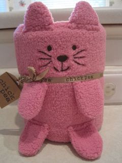 New NWT Chick Pea Girls Pink Kitty Cat 3D Taggies Fleece Baby Blanket
