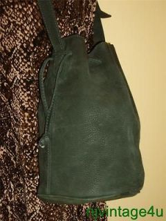 COACH Purse Dark Green Nubuc Leather Sonoma Drawstring Bucket Bag 