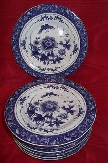 BAUM BROS. FORMALITIES BLUE ROSE SET OF EIGHT (8) NEW SAUCERS BLUE 