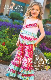 Rosie Posie Pants PFP 21 Pink Fig Patterns Girls Girl Pattern