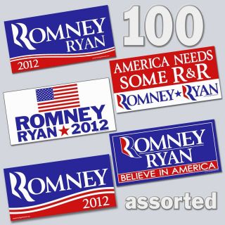 100 ROMNEY RYAN Bumper Stickers     Mitt Paul ASSORTED BELIEVE 