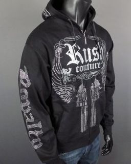NWT Mens RUSH COUTURE Hoodie DOUBLE SIXES with TONS OF STONES Jersey 