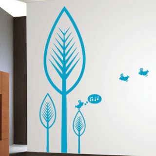 TREE DESIGN w/ SINGING BIRDS   Vinyl Wall Art Decal Sticker